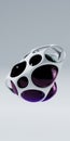 Futuristic 3d rendering abstract ball, color gradient spherical glass orb on black, modern graphic design element.
