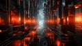 futuristic 3d rendering of a dark tunnel with orange lights Royalty Free Stock Photo