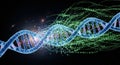 DNA Helix with Binary Code Data Stream in Space - Science and Technology Royalty Free Stock Photo