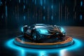 Futuristic 3D rendering shows automated data analysis for scanning car