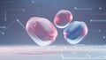 3D Rendering of Glowing Pink and Blue Floating Objects in Space (ai generated) Royalty Free Stock Photo