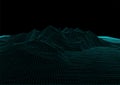 Futuristic 3d style wireframe techno landscape design 2402 Royalty Free Stock Photo