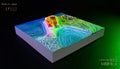 Futuristic 3D Topographic Data Visualization Map Royalty Free Stock Photo