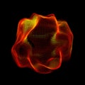 Dynamic abstract-sphere-shape composed of glowing-particles for data and technology. Royalty Free Stock Photo