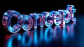 Futuristic 3D Word \'Concept\' with Neon Effect and Circuit Patterns Royalty Free Stock Photo