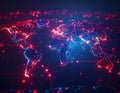 Futuristic 3D World Map with Glowing Data Streams and Global Connections, AI-Generated Royalty Free Stock Photo
