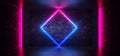 Futuristic Dance Club Neon Glowing Purple Blue Pink Retro Elegant Empty Stage Room With Reflective Grunge Concrete Brick Wall Royalty Free Stock Photo