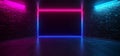 Futuristic Dance Club Neon Glowing Purple Blue Pink Retro Elegant Empty Stage Room With Reflective Grunge Concrete Brick Wall Royalty Free Stock Photo