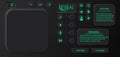 Futuristic dark mode AI dashboard interface with neon green accents, featuring buttons, icons, and UI elements for technology and Royalty Free Stock Photo