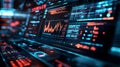 Futuristic dashboard displaying AI driven algorithms and data analytics. vibrant colors and intricate designs create high tech Royalty Free Stock Photo