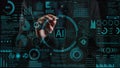 Futuristic Dashboard Displaying AI Metrics and Analytics with Digital Elements and Hand Interacting with Data Royalty Free Stock Photo