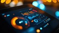 Futuristic dashboard displaying complex data analysis with blurred lights