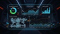 Futuristic Dashboard Displaying Industrial Metrics and Analytics in High-Tech Environment Royalty Free Stock Photo