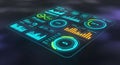 Futuristic Data Analysis Dashboard with Glowing Digital Interface Business Intelligence Charts Dark Background Royalty Free Stock Photo