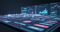 Futuristic Data Analysis Dashboard with Holographic UI Royalty Free Stock Photo
