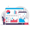 Futuristic data analysis dashboard with interactive digital graphs and interface for business strategy and technology innovation Royalty Free Stock Photo