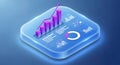 Futuristic data analysis display with growing bar chart and circular graph Royalty Free Stock Photo