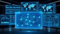 Futuristic Data Analysis Interface with Global Network Visualization Royalty Free Stock Photo