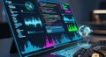 Futuristic Data Analysis on Laptop Royalty Free Stock Photo