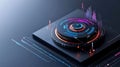 Futuristic Data Analysis Platform with Glowing UI Elements Royalty Free Stock Photo