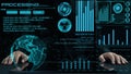 Futuristic Data Analysis and Processing Interface with Digital World Map and Graphs for Business Insights and Strategic Royalty Free Stock Photo