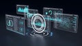 Futuristic Data Analysis Screens Glowing Ring Graphs Royalty Free Stock Photo