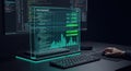 Futuristic Data Analysis on Transparent Screen with Keyboard and Mouse Royalty Free Stock Photo