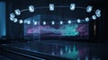 Futuristic Data Analysis Visualization with Glowing Elements in Dark Environment Royalty Free Stock Photo