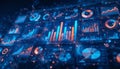 Futuristic Data Analytics and Business Intelligence Dashboard Royalty Free Stock Photo