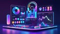 Futuristic Data Analytics Dashboard Displaying Real-Time Insights and Metrics Royalty Free Stock Photo