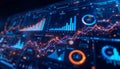 Futuristic Data Analytics Dashboard with Financial Charts and Graphs Royalty Free Stock Photo