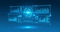 Futuristic data analytics interface with multiple graphs and charts Royalty Free Stock Photo