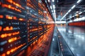 Futuristic Data Center with Advanced Digital Display and Network Grid Generative AI Royalty Free Stock Photo