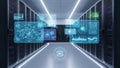 Futuristic Data Center with AI and Data Visualization Royalty Free Stock Photo