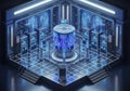 Futuristic data center with a central Royalty Free Stock Photo