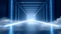 Futuristic data center corridor with blue server lights Royalty Free Stock Photo