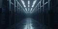 A Futuristic Data Center Corridor Featuring Advanced Server Racks and Innovative Technology Royalty Free Stock Photo