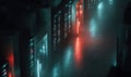 Futuristic Data Center Corridor with Glowing Server Racks Royalty Free Stock Photo