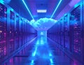 Modern Data Center Server Room with Cloud Computing Network Technology Concept Royalty Free Stock Photo