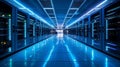 Futuristic Data Center: Cutting-Edge Servers in a Cityscape Oasis