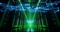 Futuristic Data Center with Digital Network Lights Royalty Free Stock Photo
