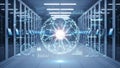 Futuristic Data Center with Global Network Visualization Royalty Free Stock Photo