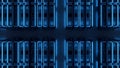 Futuristic Data Center with Glowing Blue Server Racks Royalty Free Stock Photo