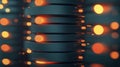 A futuristic data center with glowing orange circles and black lines. Royalty Free Stock Photo