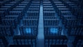 Futuristic Data Center Infrastructure with Glowing Blue Servers Royalty Free Stock Photo