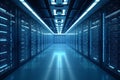 Futuristic Data Center Interior with Advanced Cloud Computing and AI Technology Royalty Free Stock Photo