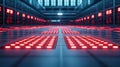 Futuristic data center interior featuring glowing red lights and modern technology setup Ideal for tech and innovation projects Royalty Free Stock Photo