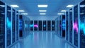 Modern Data Center with Digital Data Visualization Royalty Free Stock Photo
