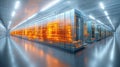 Futuristic Data Center Interior with Illuminated Servers and Rows of Racks Royalty Free Stock Photo