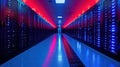 Futuristic Data Center with Neon Lights Royalty Free Stock Photo